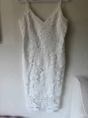 Boohoo White Floral Lace Midi Slip Dress